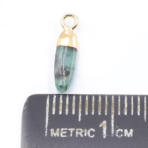 Pendentif ovale en laiton émeraude 12-14 mm plaqué or avec bélière pour la fabrication de bijoux - Product Image 3