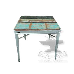 Table de restaurant industrielle en métal et bois récupéré pour le salon extérieur, l'hôtel, l'atelier de restauration - Product Image 5