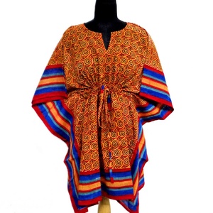 Top Quality Jalebi Unique Beach Dress Free Size Lady <b>String</b> Hand Block Printed Cotton Short Kaftan at Wholesale Price - Product Image 1