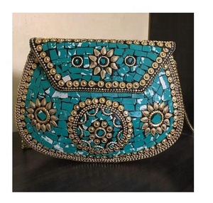 Calidad asegurada Diseñador hecho a mano Noche Metal Mosaico Embrague Cum Sling Bag | Bolso de mano de mosaico de metal para mujer de ARTESANÍA DE LUJO - Product Image 4