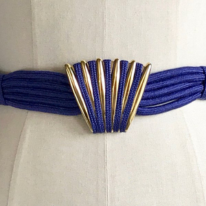 Ceinture en corde nouée bleu or, faite à la main, pour le bonheur - Product Image 1