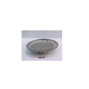 Винтажная металлическая мини-декоративная алюминиевая декоративная салатная тарелка с блестящей полированной отделкой и подставкой