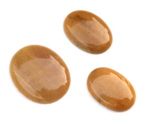 Juego de piedras preciosas sueltas de 3 piezas de Grado Superior Aventurina amarilla natural Cabujones de forma ovalada con parte posterior plana lisa al por mayor - Product Image 5