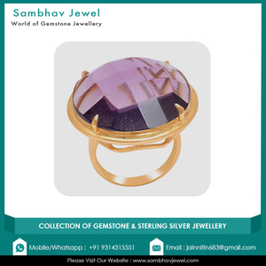 พลอยอเมทิสต์ธรรมชาติ925สเตอร์ลิงเงินทองชุบทองแหวนเงินสเตอริง925 - Product Image 4