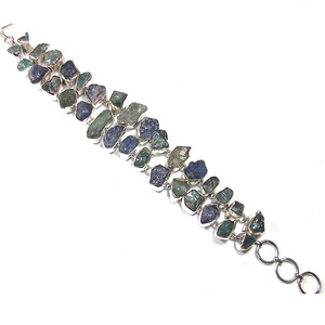 Brazalete de Plata de Ley 925 con Piedras Preciosas Naturales en Bruto, Joyería al por Mayor, Joyería India - Product Image 6