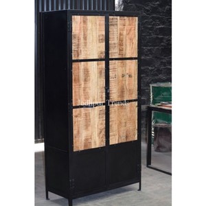 Винтажный шкаф из переработанного дерева и железа, традиционный деревенский шкаф для спальни, индийская переработанная древесина <span class=keywords><strong>Almirah</strong></span> для спальни - Product Image 1