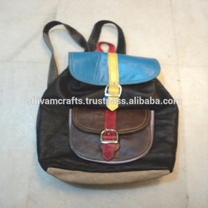 Sacs à dos en cuir patchwork coloré de style vintage pour exportateur unisexe en gros de l'Inde - Product Image 3
