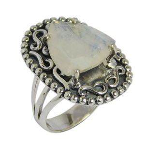 Hermoso arcoíris Natural piedra lunar en forma de corazón eternidad Vermeil anillo hecho a mano Plata de Ley 925 boda fiesta desgaste regalo - Product Image 2