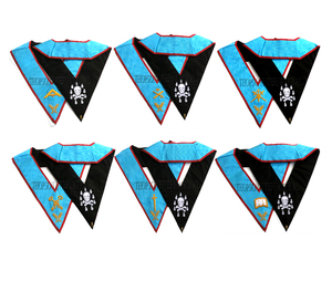 French Rite I Masonic regalia ปลอกคอเจ้าหน้าที่ปักด้วยริบบิ้นผ้าฝ้ายหนังและผ้าสำหรับ Freemasons - Product Image 1