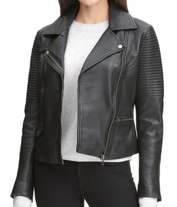 Veste de motard en cuir de mouton beige foncé pour femmes Design personnalisé Look sportif Nouveautés en gros - Product Image 2