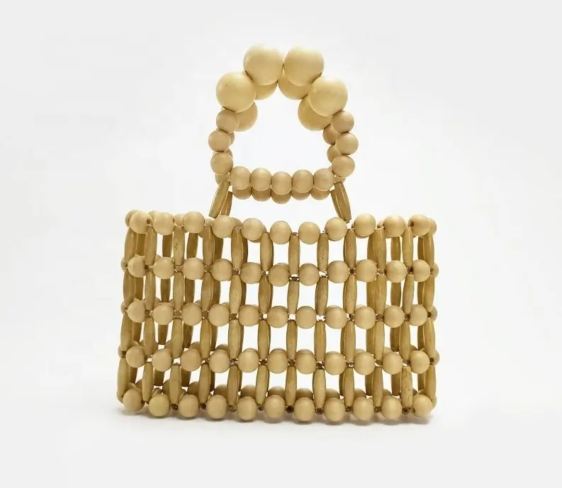 Vintage wooden beads handbag