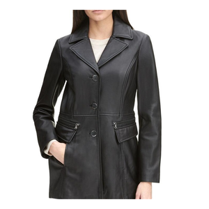 Chaqueta de moto de cuero de piel de oveja de otoño para mujer con estilo, Tops con cremallera de talla grande, ropa de abrigo de moda para mujer, venta al por mayor - Product Image 1