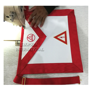 Delantal de Arco Real masónico con cuello bordado hecho a mano de cuero y tela Regalia Royal Masonic bordado parche - Product Image 1