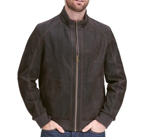 Veste en cuir véritable de style motard pour hommes, confortable, avec fermeture éclair et doublure intérieure pour vêtements de sport d'hiver - Product Image 3