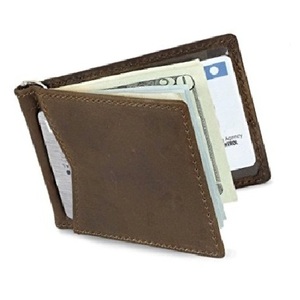 Front Pocket Card <b>Wallet</b> Money Clip Leather Brown - Product Image 1