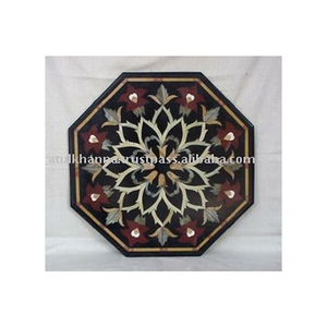 Plateaux de table octogonaux en marbre noir - Product Image 1