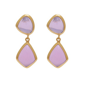 Bijoux en argent sterling 925 de pierres précieuses de forme fantaisie boucles d'oreilles pendantes plaquées or Boucle d'oreille à la mode pour anniversaire de mariage. - Product Image 1
