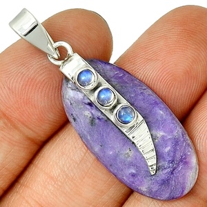 คอลเลกชันน่ารัก จี้เงินแท้ 925 เครื่องประดับทำมือ อัญมณีไคยาไนต์ธรรมชาติ ของขวัญสำหรับเธอ - Product Image 1