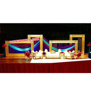 Marco de decoración para escenario de recepción de boda, paneles de marcos dorados, decoraciones de fondo, nuevo - Product Image 1