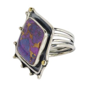 Elegant Genuine Purple Copper Turquoise Gemstone <b>Ring</b> <b>Eternity</b> Vermeil 925 Sterling <b>Silver</b> Jewelry Wholesaler - Product Image 3