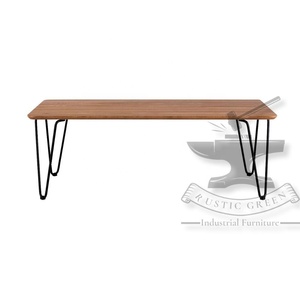 Mesa de centro rectangular con patas de horquilla vintage - Product Image 2