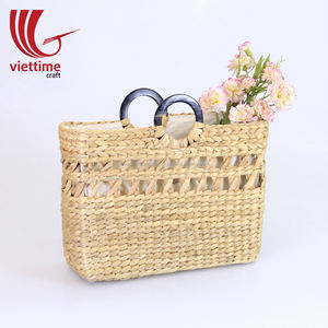 New Design Water Hyacinth <b>Straw</b> <b>Handbag</b> for Women Wholesale - Product Image 2