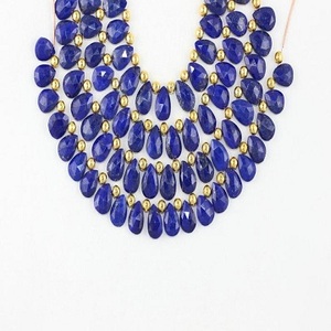 Cuentas de Briolette de piedra preciosa de lapislázuli Natural con forma de pera de 1 hebra de alta calidad, fabricación de joyas hechas a mano - Product Image 2