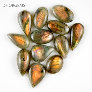 Orange labradorite pierres précieuses d'or labradorite pierres précieuses de cabochon de feu pierres précieuses cabochon larme labradorite pierre - Product Image 1