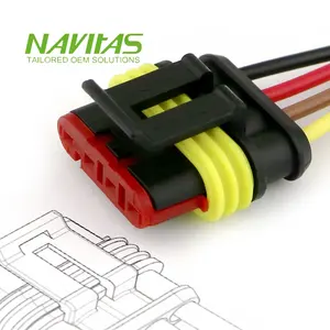 OEM TE AMP Super seal Connector 1.5 Series 4 pin 6 mm Pitch Custom Automotive Cable Assembly