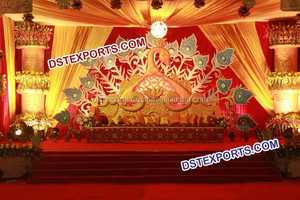 จัดงานแต่งงานที่สวยงามกลับกรอบเวทีจัดงานแต่งงานอินเดียแกรนด์ตกแต่งเวทีต้อนรับงานแต่งงานที่สวยงามดูเวที - Product Image 4