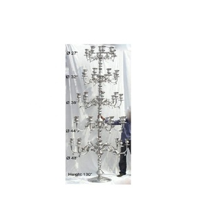 Candélabre moderne de luxe haut de gamme, nickelé / poli brillant / aluminium / laiton, style moderne, double candélabre pour fête - Product Image 2