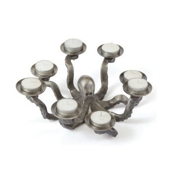 Bougeoir Déco En Forme De Pieuvre - Résine Bronze Antique - Décoration Maison, Centre De Table, Cheminée - Idéal Cadeau - 7
