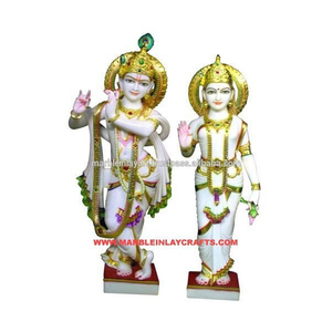 Natural White Marble Krishna Radha Statues - Product Image 1