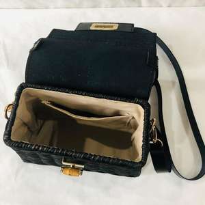 Hot Vintage <b>Black</b> Rattan Handbag From Vietnam - Product Image 5