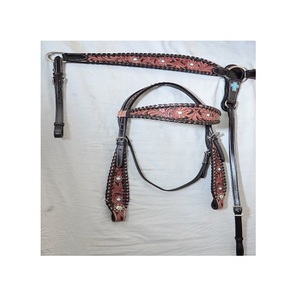Premium 100% Leather Western Head Stall & Breastplate Productos para caballos totalmente personalizados - Product Image 4