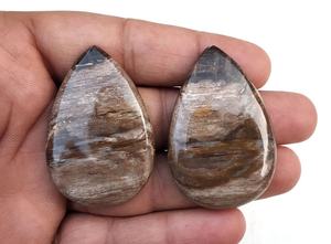 Cabochons de jaspe brun forme de poire pierre précieuse en vrac en bois naturel lisse pour bijoux enroulés en fil de fer en gros du grossiste - Product Image 4