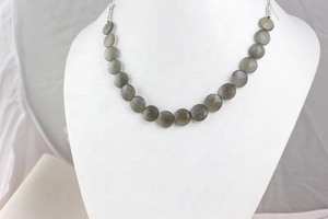 มูนสโตนธรรมชาติสีเทารูปทรงเหรียญทำจากโลหะ,ลูกปัด Briolette สำหรับทำเครื่องประดับอัญมณีการแตกหัก - Product Image 5