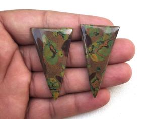 Cabujones de jaspe de fruta natural, forma de triángulo marrón suave, cuentas de joyería DIY, alambre hecho a mano envuelto - Product Image 6