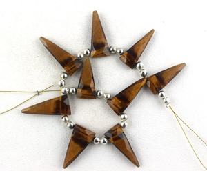 Cuentas de Jaspe Unakita Natural de Buena Calidad, Forma Triangular Facetada, Color Amarillo Negro, Grado AAA, Certificadas por Terceros - Product Image 4