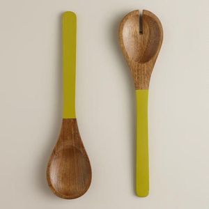 Green Mango Wood <b>Salad</b> Servers Set of 2 Dishwasher Safe Eco-Friendly Manual <b>Salad</b> <b>Tools</b> - Product Image 1