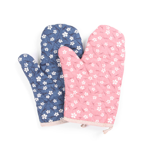 Manopla de horno de algodón con diseño de flores pequeñas con estampado hermoso azul y rosa a un precio asequible en la India - Product Image 1