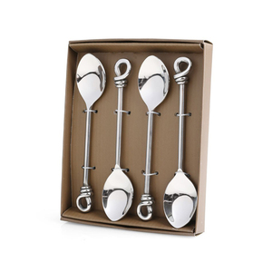 Cuillère à Dessert à Poignée en Acier Inoxydable Plaqué Argent Lot de 4 Pes - Product Image 1