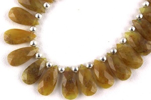 ลูกปัด Briolette ทรงลูกแพร์แบบเหลี่ยมเพชรพลอยโมราสีเหลืองธรรมชาติเกรด AAA - Product Image 3