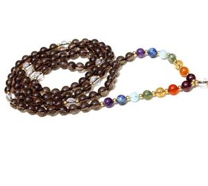 Quartz en cristal fumé pour homme 108 perles Mala Long collier noué bouddhiste Pierre de cristal de guérison naturelle pour l'équilibre des 7 chakras - Product Image 3