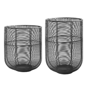 Decorative Mesh Iron Metal Wire <b>Hurricanes</b> <b>Candle</b> Holder Tea Light Lantern <b>Lamp</b> Set of 2 - Product Image 1