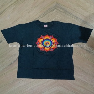 Camisetas Vintage Bordadas a Mano 100% Algodón Diseño Mandala de Diseñador Venta al por Mayor de la India Moda de Manga Corta - Product Image 2