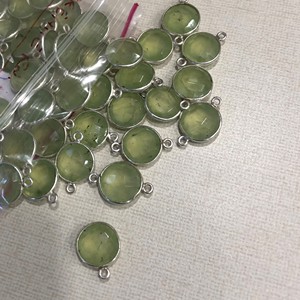 10มิลลิเมตร Prehnite พลอยรอบเงินฝาเชื่อมต่อสำหรับการทำเครื่องประดับการออกแบบล่าสุดในราคาโรงงานขายส่งซื้อเลยออนไลน์ - Product Image 1