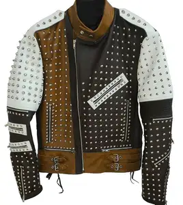 Jaket Kulit Motor Retro Bertatahkan Punk Pengendara