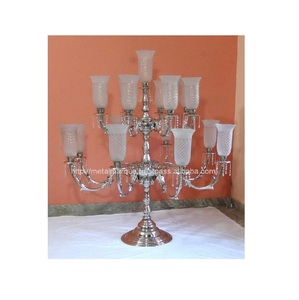 Bougeoirs luxueux en métal, 10/15 Lite, pièce centrale décorative pour mariage, support de bougie - Product Image 1