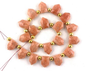 Cuentas facetadas de jaspe de Coral de manzana Natural, joyería de piedras preciosas de Briolette, venta al por mayor, indio - Product Image 6